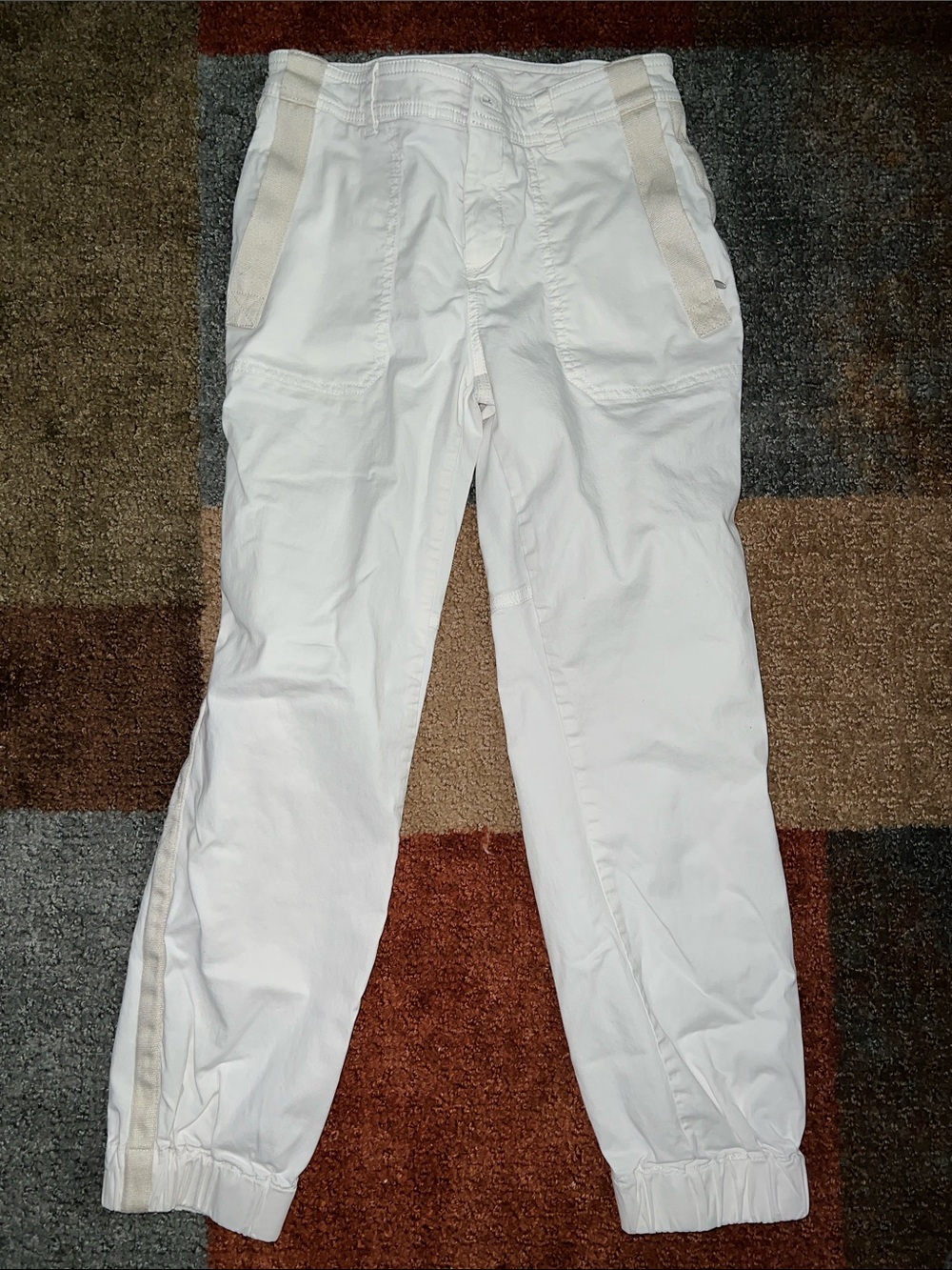 Anthropologie Women's White Joggers with Contrast Side Stripes size 00